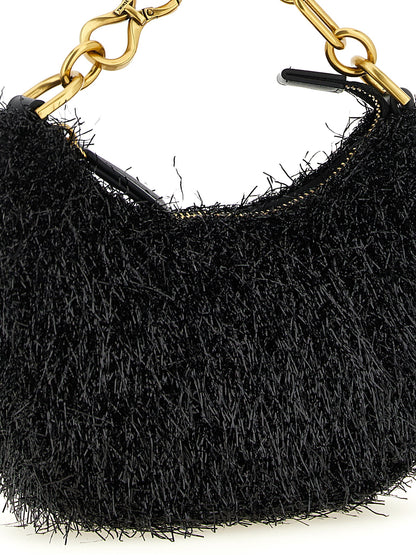 Mini Crescent Handbag by Twinset for women in leather black, gold & signature features a exquisite silhouette, showcasing a secure zipper and exquisite with versatile shoulder-strap, detachable-strap & handle for a exquisite finish.