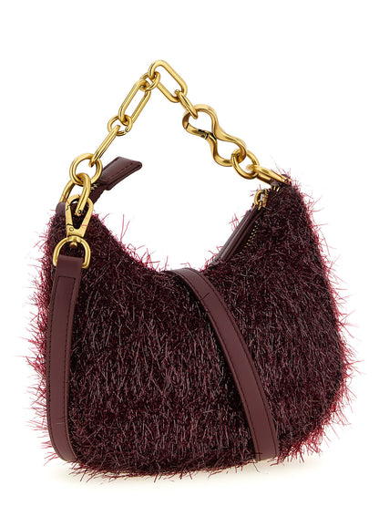 Mini Evening Crescent Handbag by Twinset for women in leather bordeaux & gold features a exquisite silhouette, showcasing a secure zipper and exquisite with versatile shoulder-strap, detachable-strap & handle for a exquisite finish.