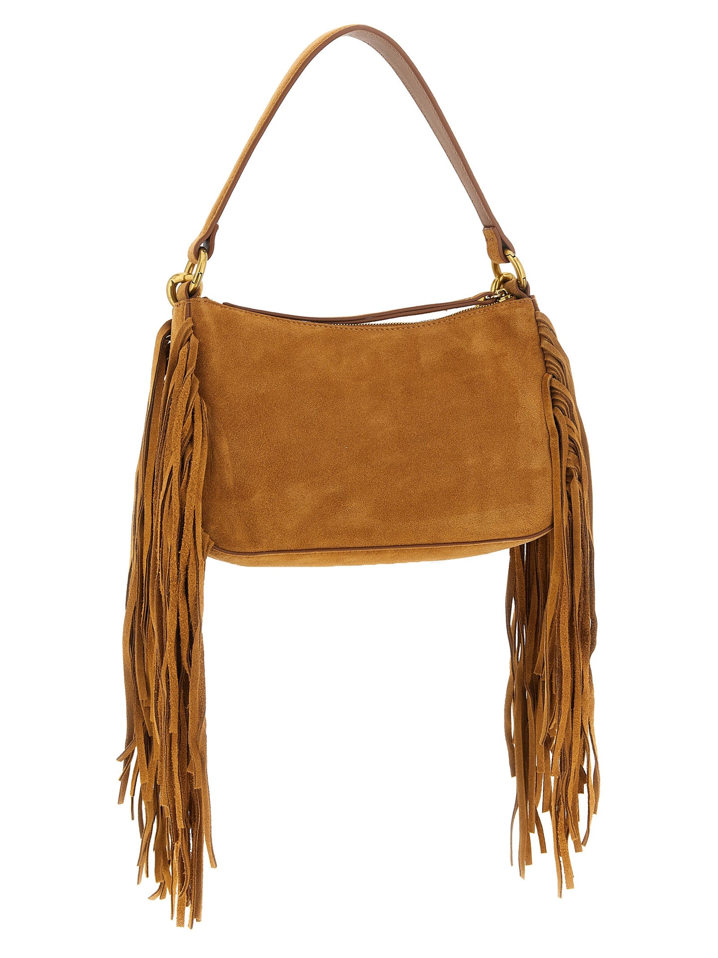 Shoulder Bag by Twinset for women in polyester polyethylene leather brown & gold features a statuesque silhouette, showcasing a secure and statuesque with versatile shoulder-strap & handle for a statuesque finish.