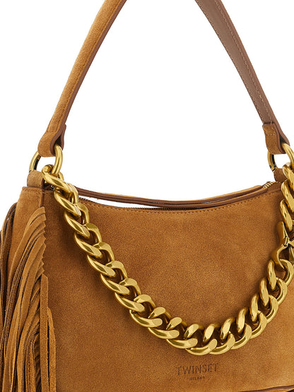 Shoulder Bag by Twinset for women in polyester polyethylene leather brown & gold features a effortless sophistication silhouette, secured by a with ample and versatile shoulder-strap & handle for a effortless sophistication finish.