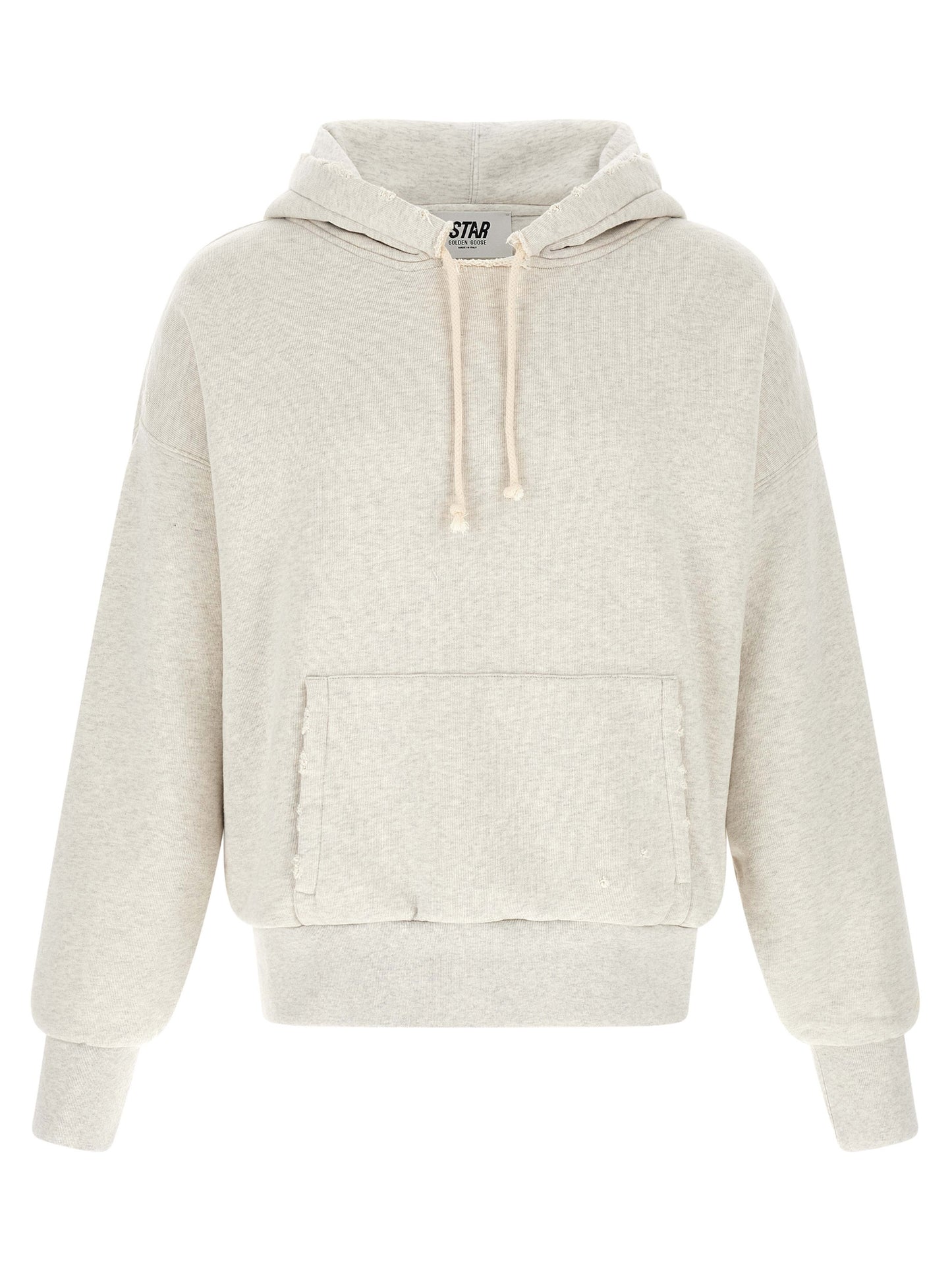 Sweatshirt Hoodie by Golden Goose for men in cotton gray, light-grey & signature features an dramatic silhouette, showcasing a sophisticated hooded neckline and dramatic for a refined, modern aesthetic.