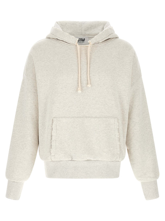 Sweatshirt Hoodie by Golden Goose for men in cotton gray, light-grey & signature features an dramatic silhouette, showcasing a sophisticated hooded neckline and dramatic for a refined, modern aesthetic.