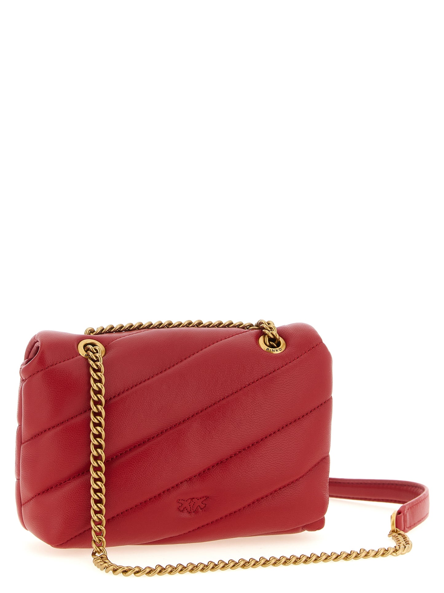 2-in-1 Shoulder & Crossbody Handbag by PINKO for women in polyester gold, multicolor & red features a multifaceted silhouette, showcasing a secure zipper and multifaceted with versatile crossbody-strap & shoulder-strap for multifaceted style.