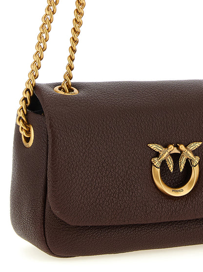 Shoulder Bag by PINKO for women in polyester brown & gold features a effortless sophistication silhouette, secured by a zipper & buckle with ample and versatile shoulder-strap for a effortless sophistication finish.