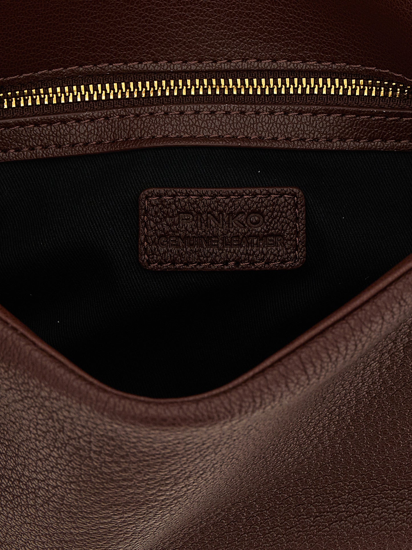 Shoulder Bag by PINKO for women in polyester brown & gold presents a statuesque silhouette, showcasing a secure zipper & buckle and statuesque with versatile shoulder-strap for a sophisticated look.