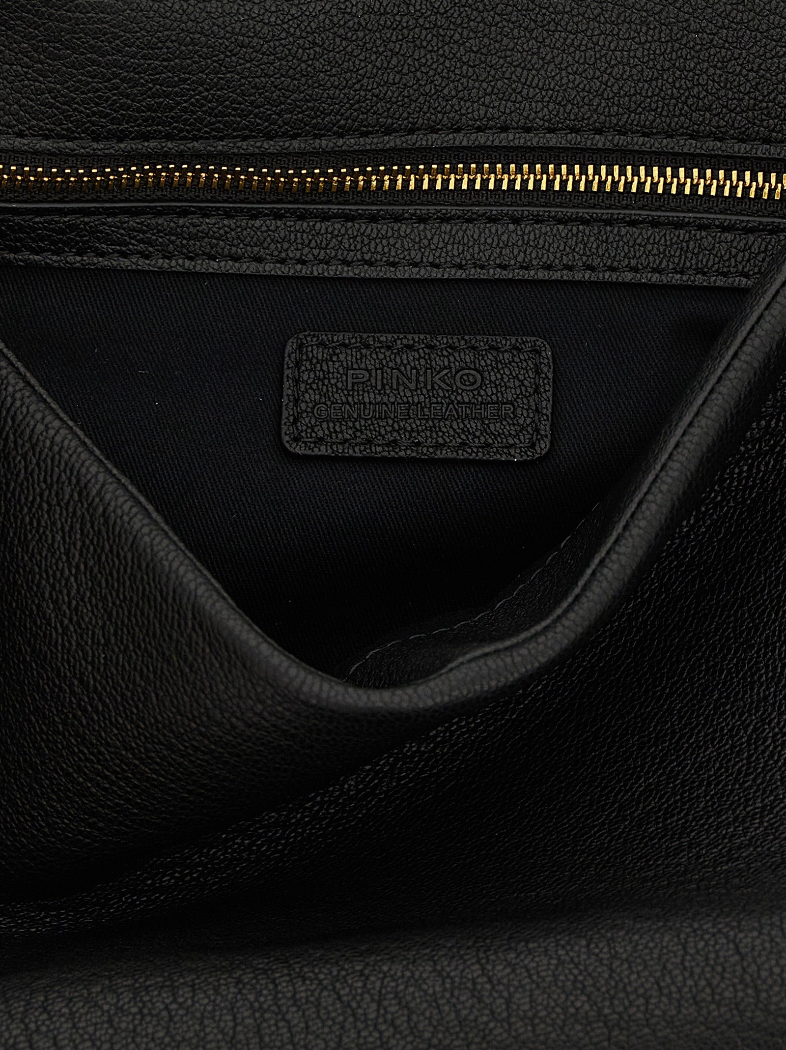 Shoulder Bag by PINKO for women in lamb leather black & gold features a statuesque silhouette, showcasing a secure zipper & buckle and statuesque with versatile shoulder-strap for a statuesque finish.