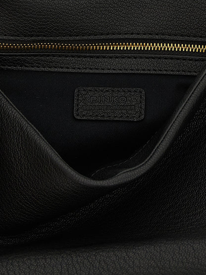 Shoulder Bag by PINKO for women in lamb leather black & gold features a statuesque silhouette, showcasing a secure zipper & buckle and statuesque with versatile shoulder-strap for a statuesque finish.
