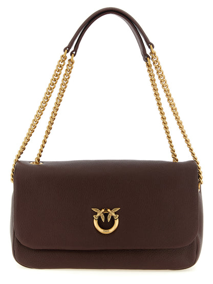 Shoulder Bag by PINKO for women in polyester brown & gold features a effortless chic silhouette with a secure zipper & buckle, ample , and versatile shoulder-strap for a effortless chic finish.
