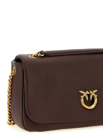 Shoulder Bag by PINKO for women in polyester brown & gold presents a statuesque silhouette, showcasing a secure zipper & buckle and statuesque with versatile shoulder-strap for a sophisticated look.