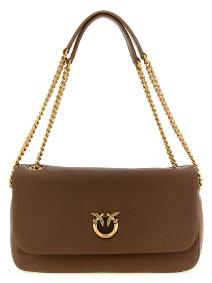 Shoulder Bag by PINKO for women in polyester brown & gold features a stately silhouette, showcasing a secure buckle, ample , and stately shoulder-strap for a stately finish.