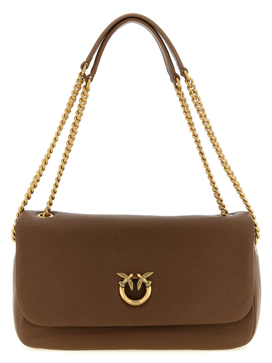 Shoulder Bag by PINKO for women in polyester brown & gold features a stately silhouette, showcasing a secure buckle, ample , and stately shoulder-strap for a stately finish.
