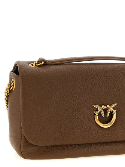 Shoulder Bag by PINKO for women in polyester brown & gold showcases a statuesque silhouette, artfully detailed with a secure buckle, organized , and versatile shoulder-strap for a statuesque look.