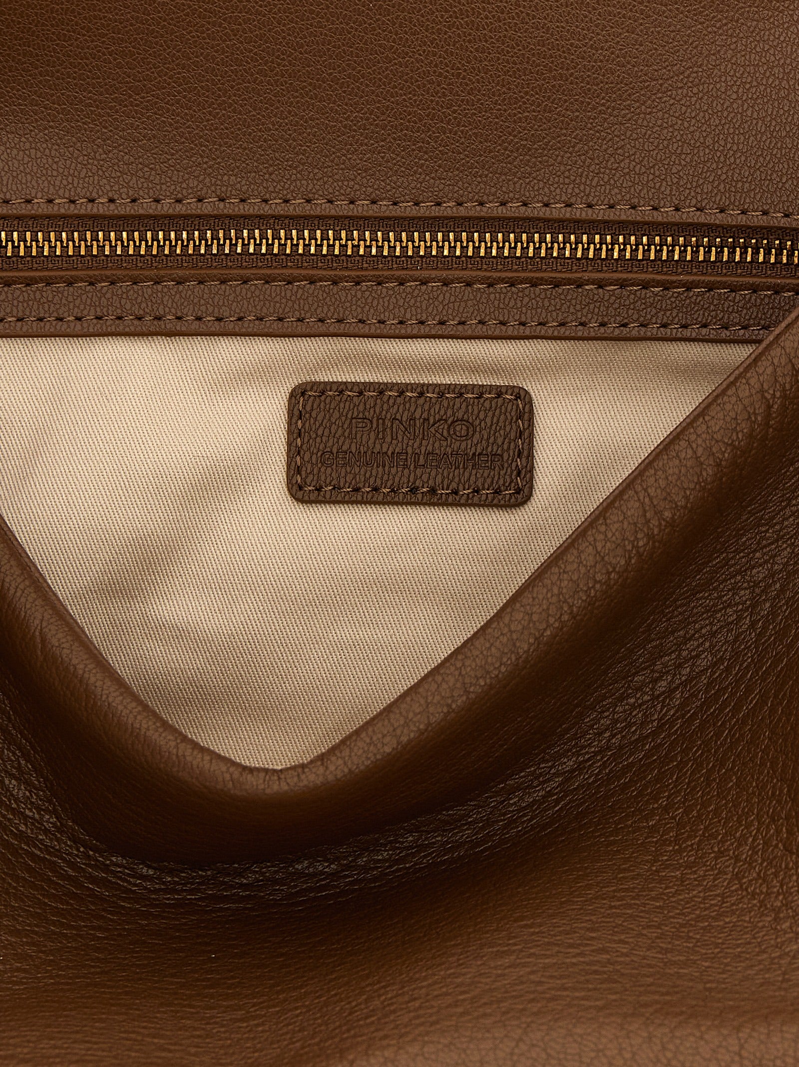 Shoulder Bag by PINKO for women in polyester brown & gold features a effortless chic silhouette with a secure buckle, ample , and versatile shoulder-strap for a effortless chic finish.