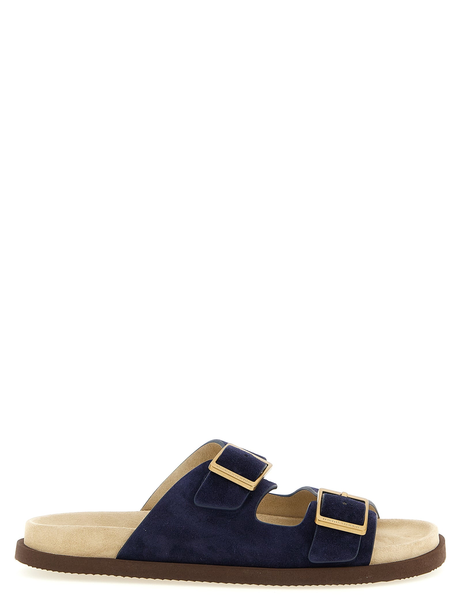 Flat Shoes by Brunello Cucinelli for men in suede calfskin leather blue features an effortless chic silhouette, showcasing the Men's Suede Calfskin Leather Flat Shoes design with an effortless chic flat and a for a effortless chic look.