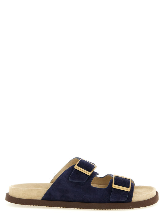 Flat Shoes by Brunello Cucinelli for men in suede calfskin leather blue features an effortless chic silhouette, showcasing the Men's Suede Calfskin Leather Flat Shoes design with an effortless chic flat and a for a effortless chic look.