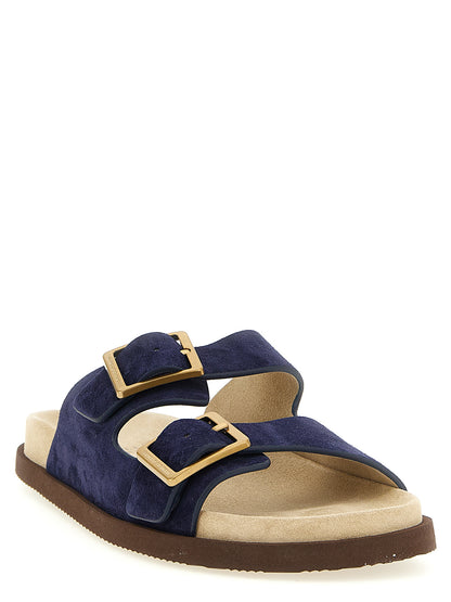 Flat Shoes by Brunello Cucinelli for men in suede calfskin leather blue showcases a timeless silhouette from the Men's Suede Calfskin Leather Flat Shoes collection, featuring a timeless flat and for a timeless finish.