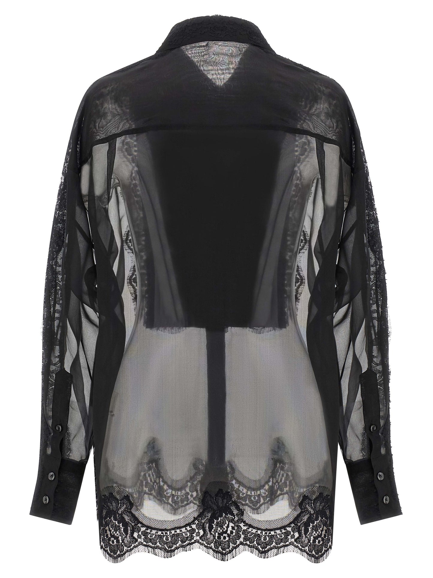 Blouse by Dolce & Gabbana for women in cashmere cotton silk & viscose black showcases a sleek silhouette, elegantly detailed with a sleek and for a sleek finish.