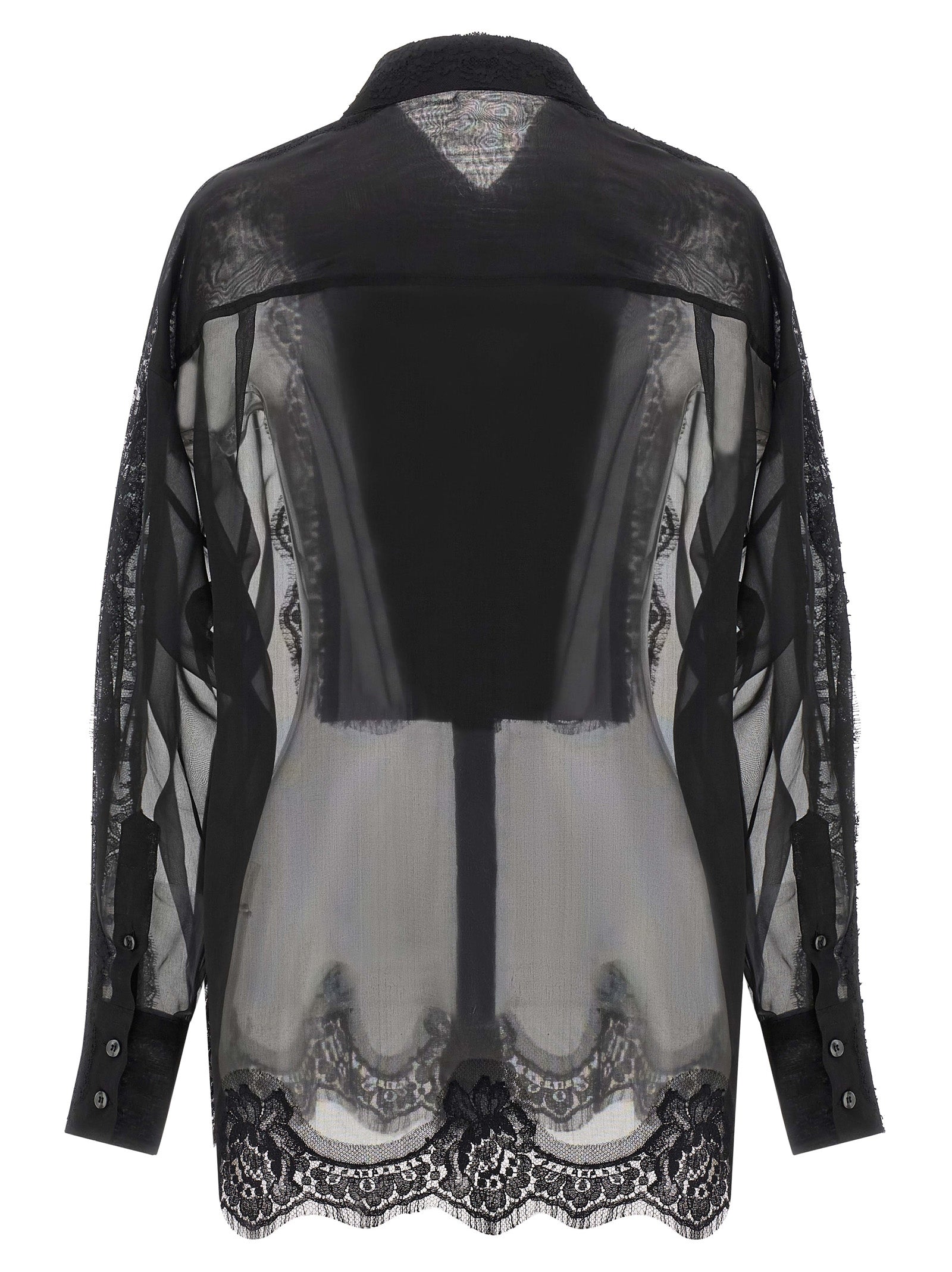 Blouse by Dolce & Gabbana for women in cashmere cotton silk & viscose black showcases a sleek silhouette, elegantly detailed with a sleek and for a sleek finish.