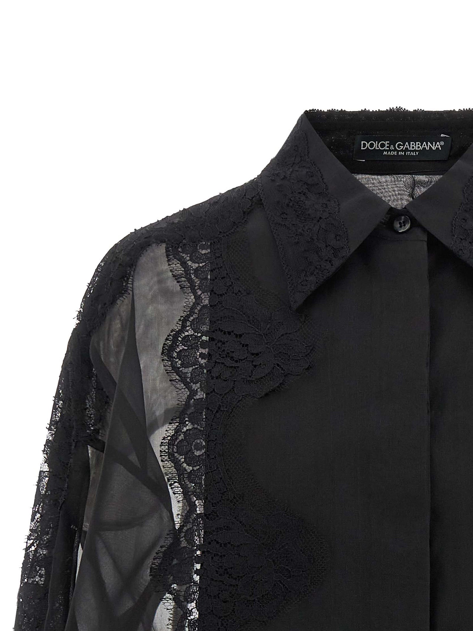 Blouse by Dolce & Gabbana for women in cashmere cotton silk & viscose black, featuring a nuanced and nuanced for a sophisticated finish.