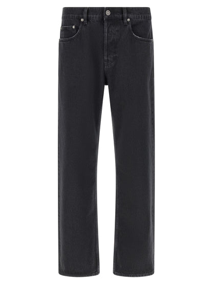 Jeans by Golden Goose for men in denim cotton black & signature presents a refined pantology silhouette, artfully defined by a refined pantology straight-leg & wide, long, and a sophisticated .