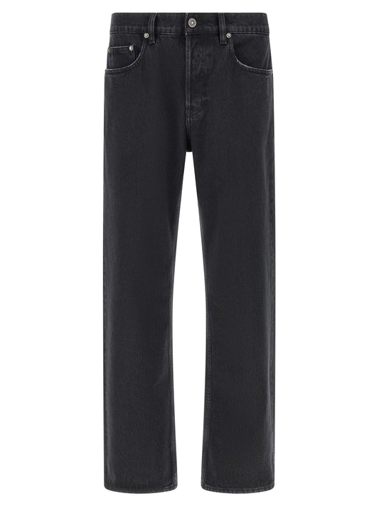 Jeans by Golden Goose for men in denim cotton black & signature presents a refined pantology silhouette, artfully defined by a refined pantology straight-leg & wide, long, and a sophisticated .
