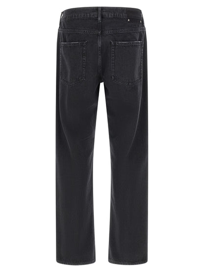 Jeans by Golden Goose for men in denim cotton black & signature presents a tailored silhouette, showcasing a tailored straight-leg & wide and long cut with a refined for a truly tailored aesthetic.