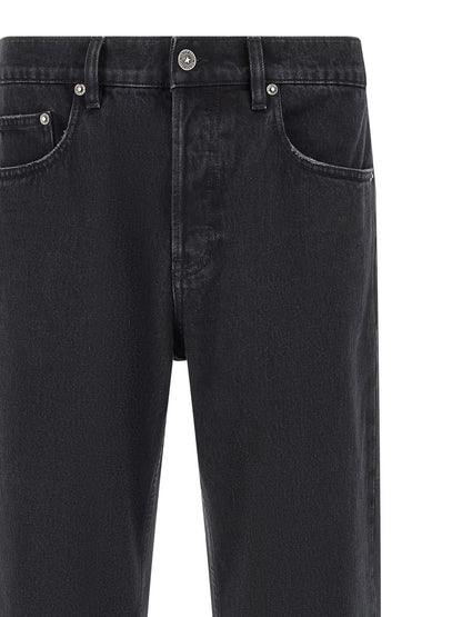 Jeans by Golden Goose for men in denim cotton black & signature presents a refined pantology silhouette, artfully defined by a refined pantology straight-leg & wide, long, and a sophisticated .
