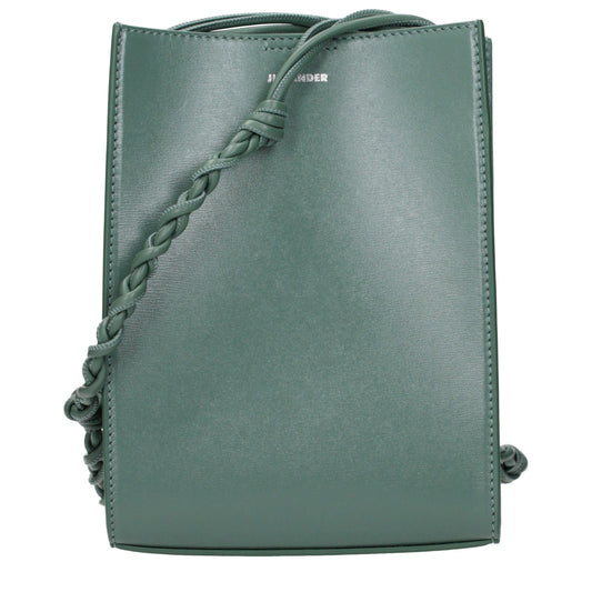 Crossbody Handbag by Jil Sander for women in leather green features a multifaceted silhouette, showcasing a secure and multifaceted with versatile crossbody-strap for multifaceted style.