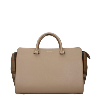 Handbag by Burberry for women in leather beige features a refined silhouette, showcasing a secure , organized , and versatile adjustable-strap for a refined finish.