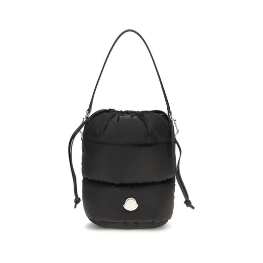 This Bucket Handbag by Moncler for women in nylon leather black & signature presents a effortlessly chic silhouette, featuring a secure drawstring, ample , and versatile shoulder-strap & handle for a effortlessly chic finish.