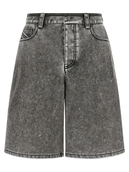 Denim Shorts by Diesel for women in polyethylene polyurethane leather & denim gray presents a contemporary silhouette, featuring a contemporary regular-fit and short with a contemporary for a sophisticated summer look.