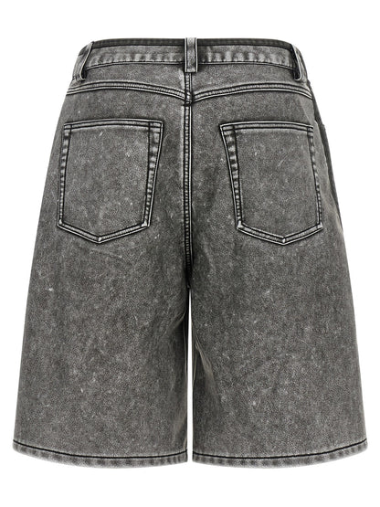 Denim Shorts by Diesel for women in polyethylene polyurethane leather & denim gray presents a utilitarian silhouette, showcasing a utilitarian regular-fit with a short and .