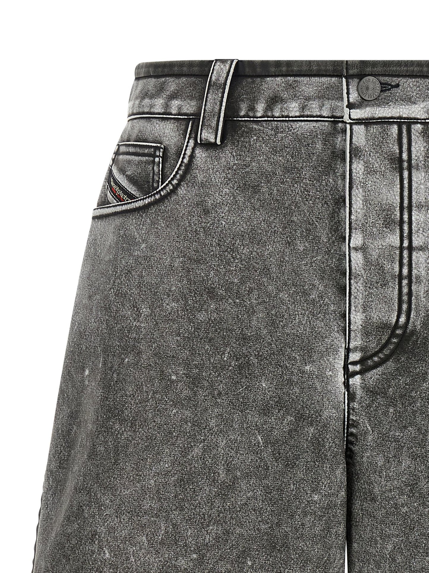Denim Shorts by Diesel for women in polyethylene polyurethane leather & denim gray features an magnificent silhouette, showcasing a magnificent regular-fit with a short and for a premium, sophisticated aesthetic.