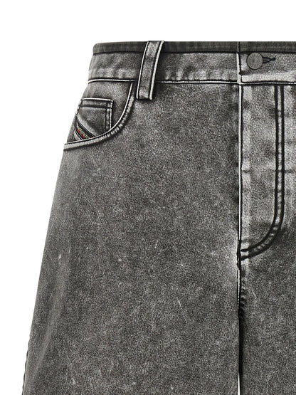 Denim Shorts by Diesel for women in polyethylene polyurethane leather & denim gray features an magnificent silhouette, showcasing a magnificent regular-fit with a short and for a premium, sophisticated aesthetic.