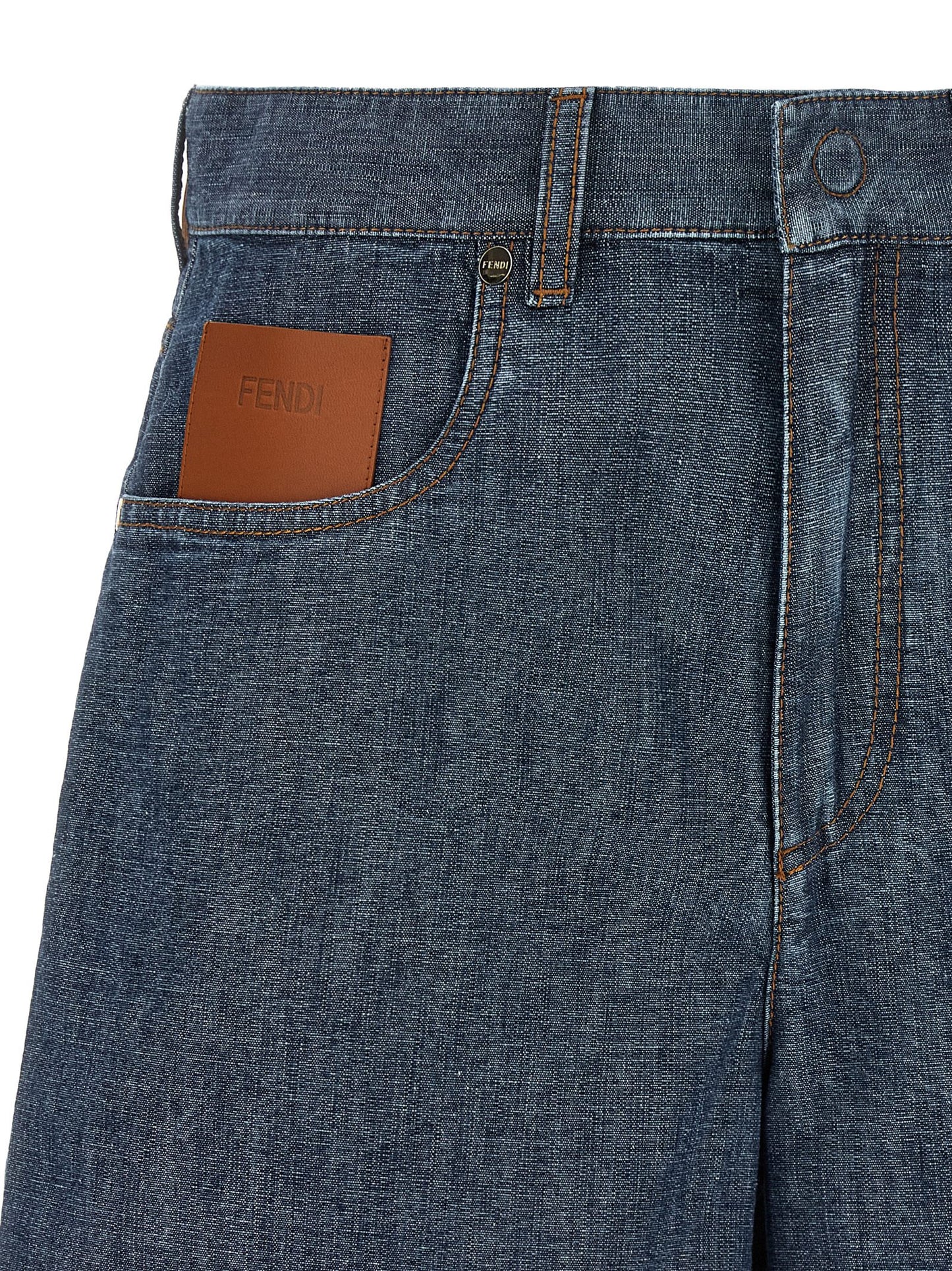 Denim Shorts by Fendi for women in denim cotton & palladium blue & palladium features an magnificent silhouette, showcasing a magnificent flared with a short and high rise for a premium, sophisticated aesthetic.