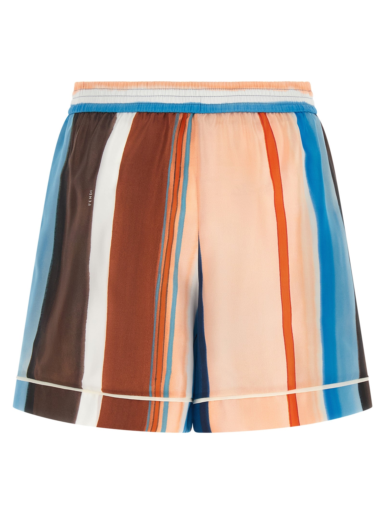 Bermuda Shorts by Fendi for women in silk blue, brown, multicolor, pink, white, patterned & striped features a eye catching and short with a eye catching .