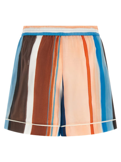 Bermuda Shorts by Fendi for women in silk blue, brown, multicolor, pink, white, patterned & striped features a eye catching and short with a eye catching .