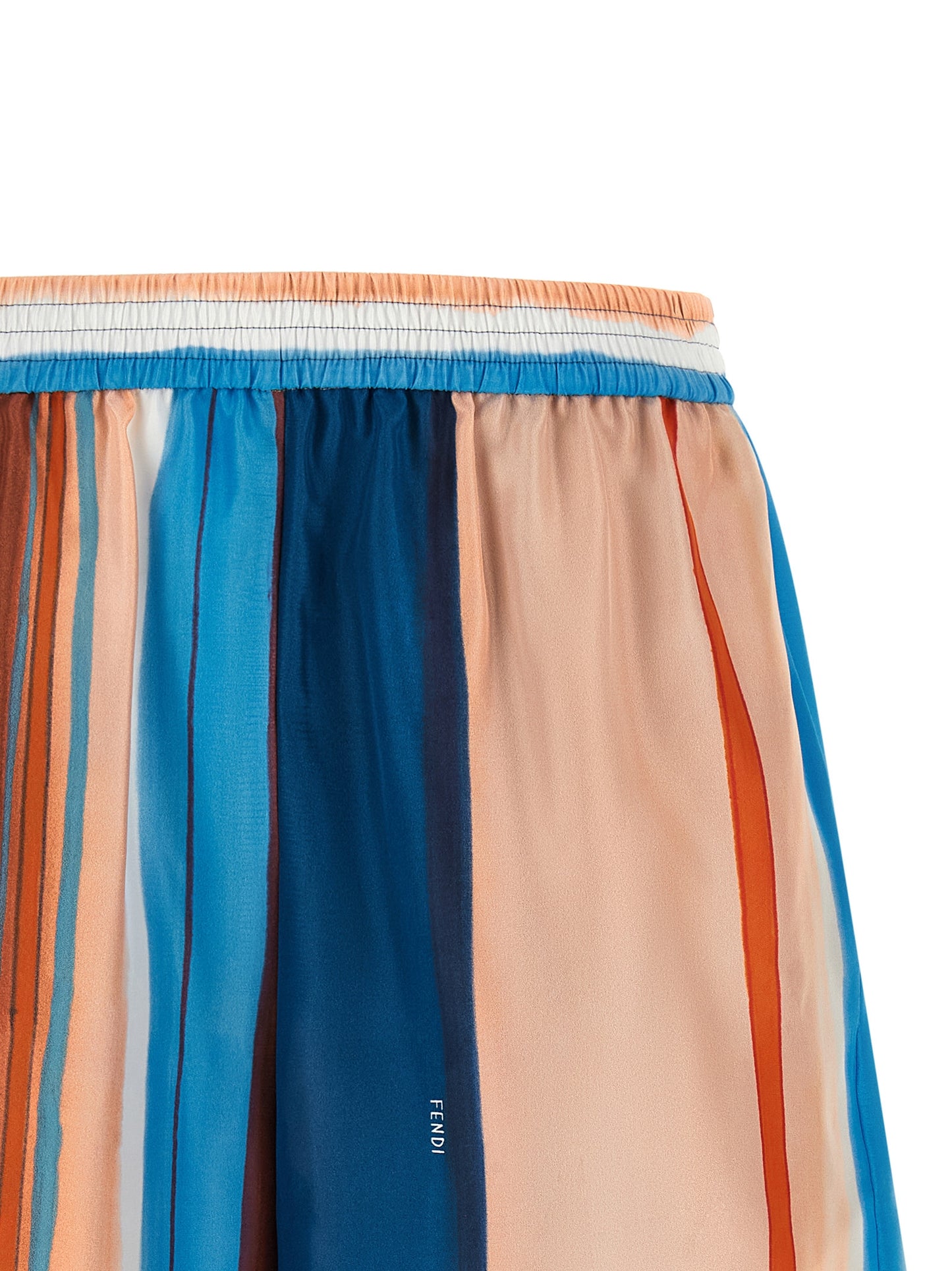 Bermuda Shorts by Fendi for women in silk blue, brown, multicolor, pink, white, patterned & striped presents a sleek silhouette, featuring a sleek with a refined short and a sophisticated .