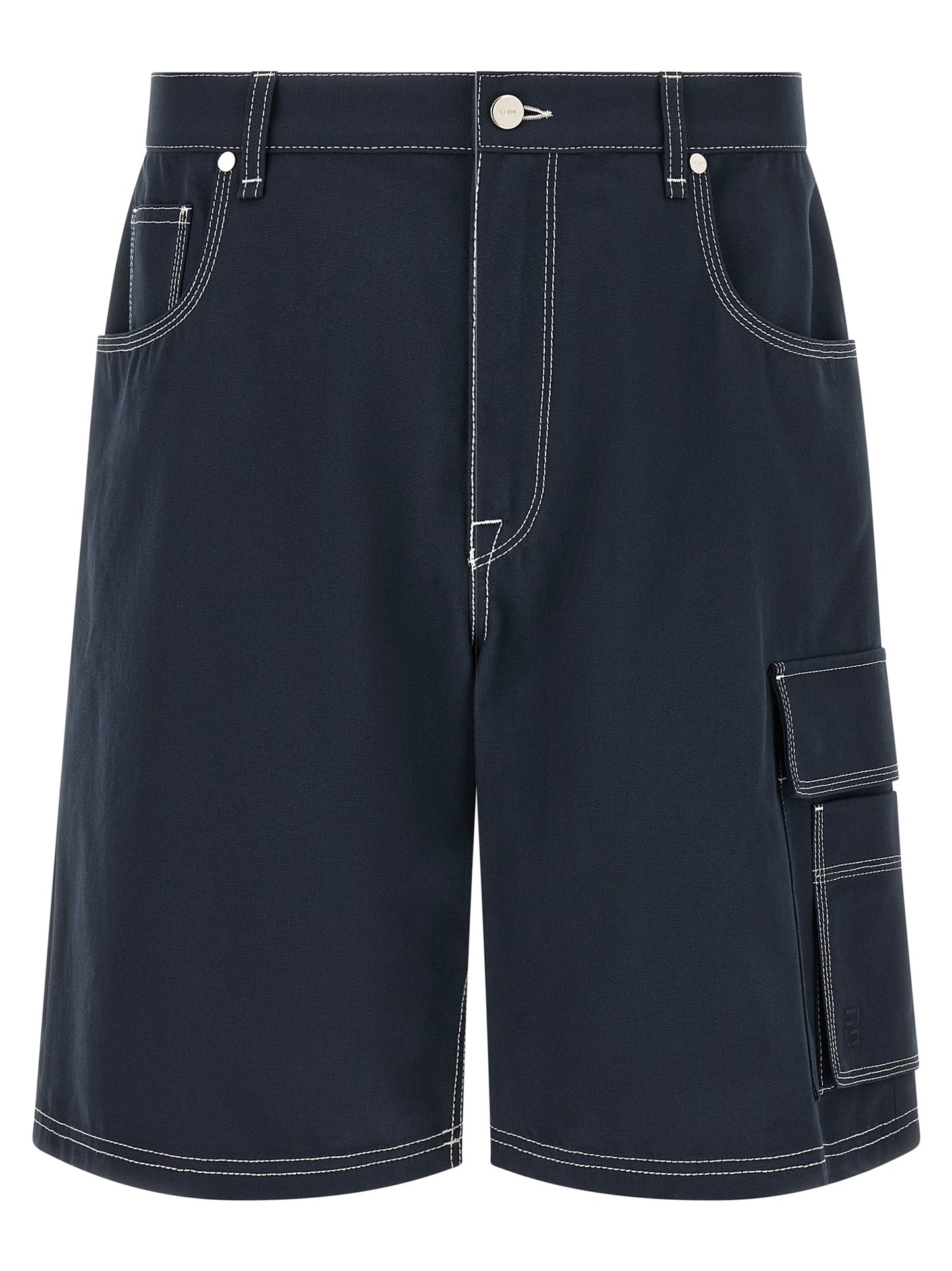 Bermuda Shorts by Fendi for men in cotton canvas navy features an tailored silhouette, showcasing a tailored relaxed-fit with a short and for a sophisticated look.