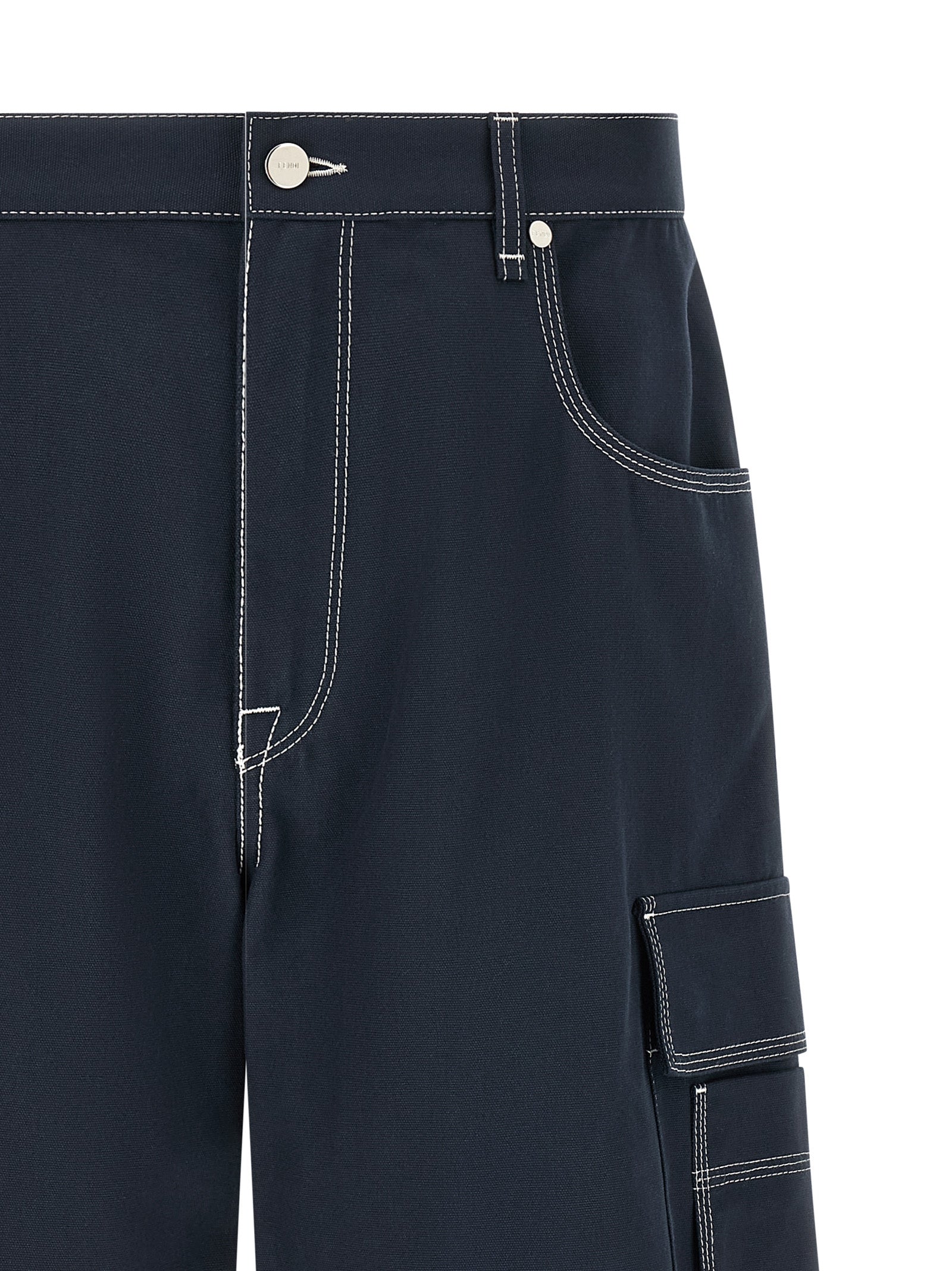 Bermuda Shorts by Fendi for men in cotton canvas navy features an nuanced silhouette, showcasing a nuanced relaxed-fit with a short cut and for a sophisticated, premium finish.