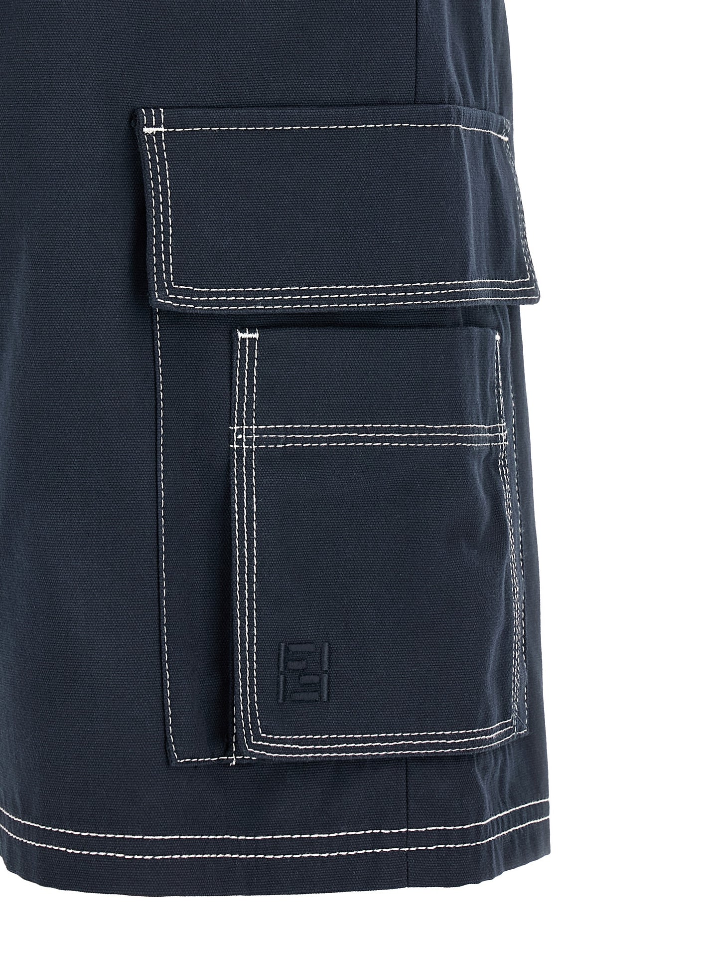 Bermuda Shorts by Fendi for men in cotton canvas navy features a sartorial silhouette, showcasing a sartorial relaxed-fit and short with a sophisticated for a sartorial look.