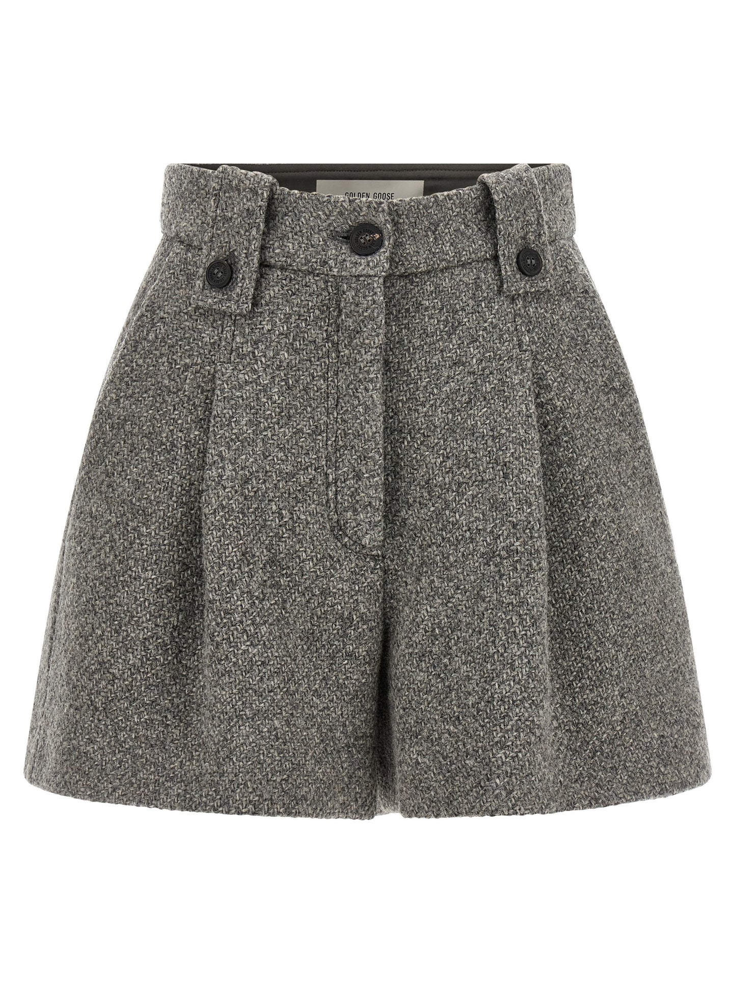 Golden Goose Icon Women's Wide High Rise Virgin Wool Bermuda Shorts - Gray Signature