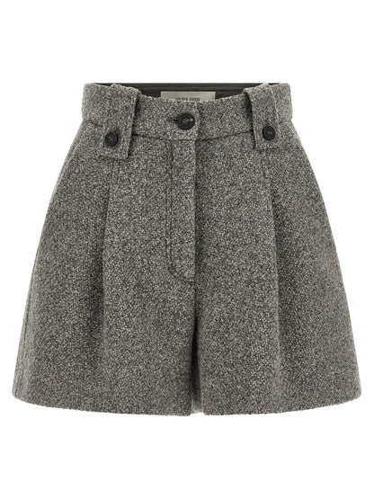 Golden Goose Icon Women's Wide High Rise Virgin Wool Bermuda Shorts - Gray Signature