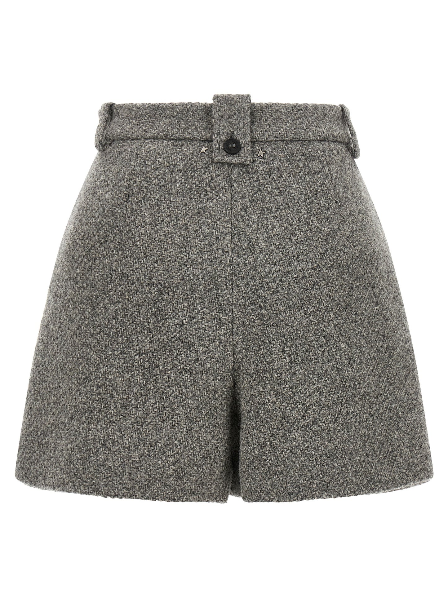 Golden Goose Icon Women's Wide High Rise Virgin Wool Bermuda Shorts - Gray Signature