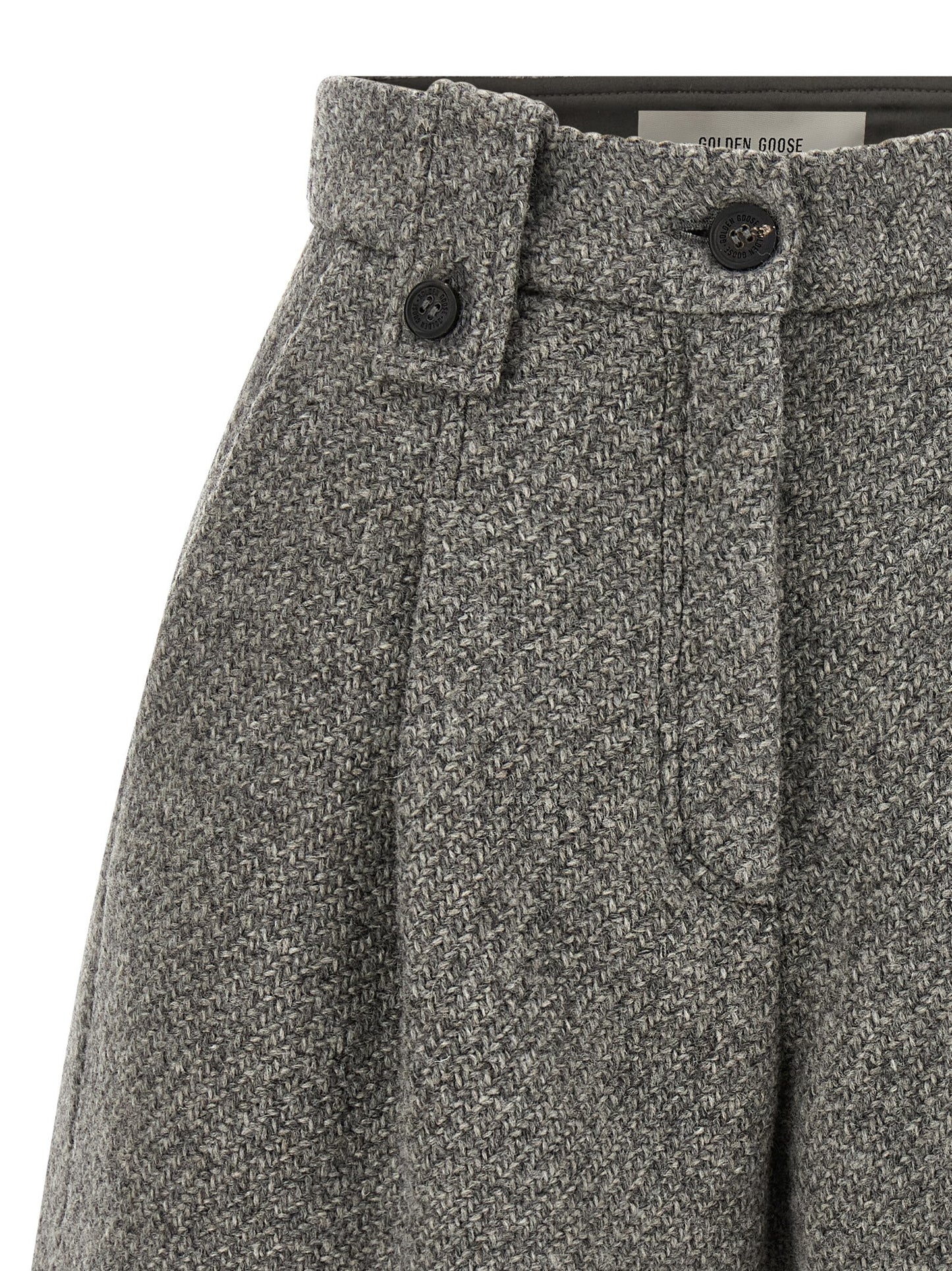 Golden Goose Icon Women's Wide High Rise Virgin Wool Bermuda Shorts - Gray Signature
