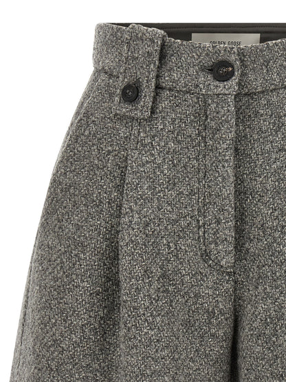 Golden Goose Icon Women's Wide High Rise Virgin Wool Bermuda Shorts - Gray Signature