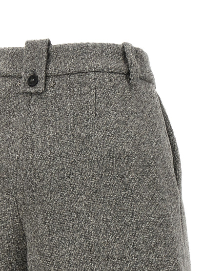 Golden Goose Icon Women's Wide High Rise Virgin Wool Bermuda Shorts - Gray Signature