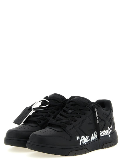 Sneakers by Off-White for men in polyester & calfskin leather bicolour, black, white, signature & print features an timeless silhouette from the Men's Low Top Tennis Polyester & Calfskin Leather Sneakers collection, showcasing a signature low-top tennis style with an timeless finish.