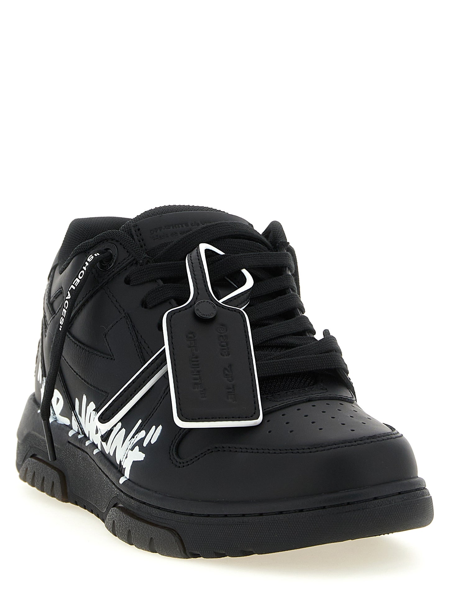 Sneakers by Off-White for men in polyester & calfskin leather bicolour, black, white, signature & print features an versatile design from the Men's Low Top Tennis Polyester & Calfskin Leather Sneakers collection, highlighting a versatile low-top tennis style for a premium, high-fashion look.