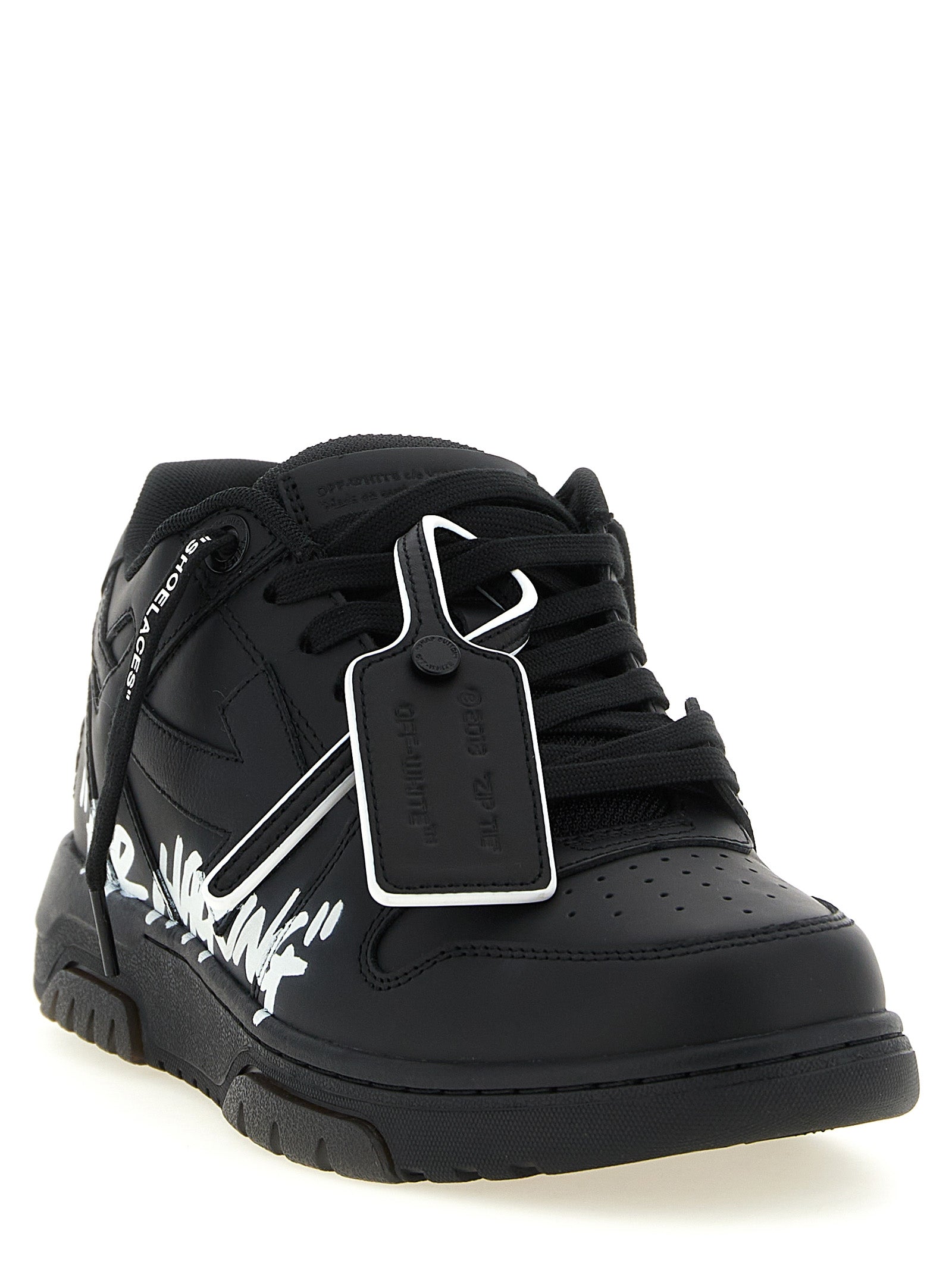 Sneakers by Off-White for men in polyester & calfskin leather bicolour, black, white, signature & print features an versatile design from the Men's Low Top Tennis Polyester & Calfskin Leather Sneakers collection, highlighting a versatile low-top tennis style for a premium, high-fashion look.